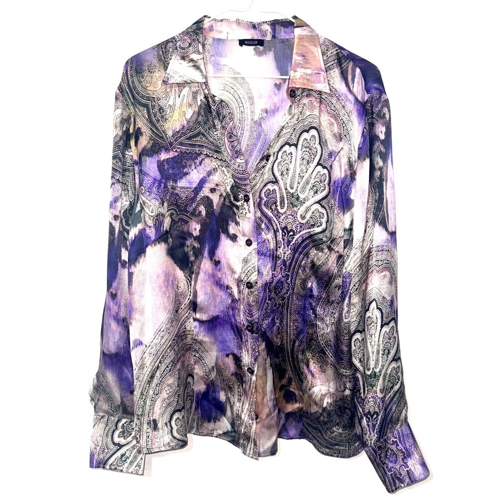 BASLER Silk Paisley Printed Blouse - Purple 44/16
